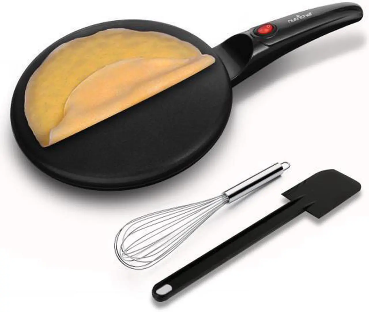 Alt view image 8 of 19 - NutriChef Electric Griddle - Pan Style Crepe Maker Hot Plate Cooktop with ON/OFF Switch, Nonstick Coating, Automatic Temperature Control & Plug-in Operation for Kitchen & Countertop (PKCRM08)