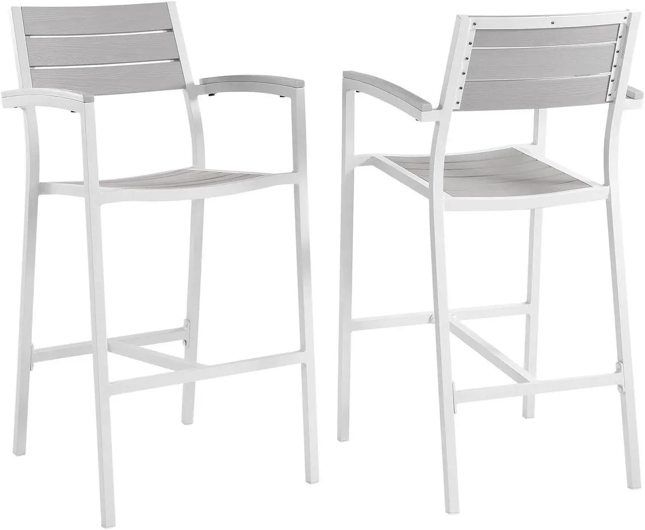 Main image of Maine Bar Stool Outdoor Patio Set of 2 - White Light Gray