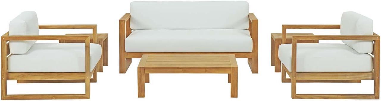 Main image of Upland 6 Piece Outdoor Patio Teak Set - Natural White