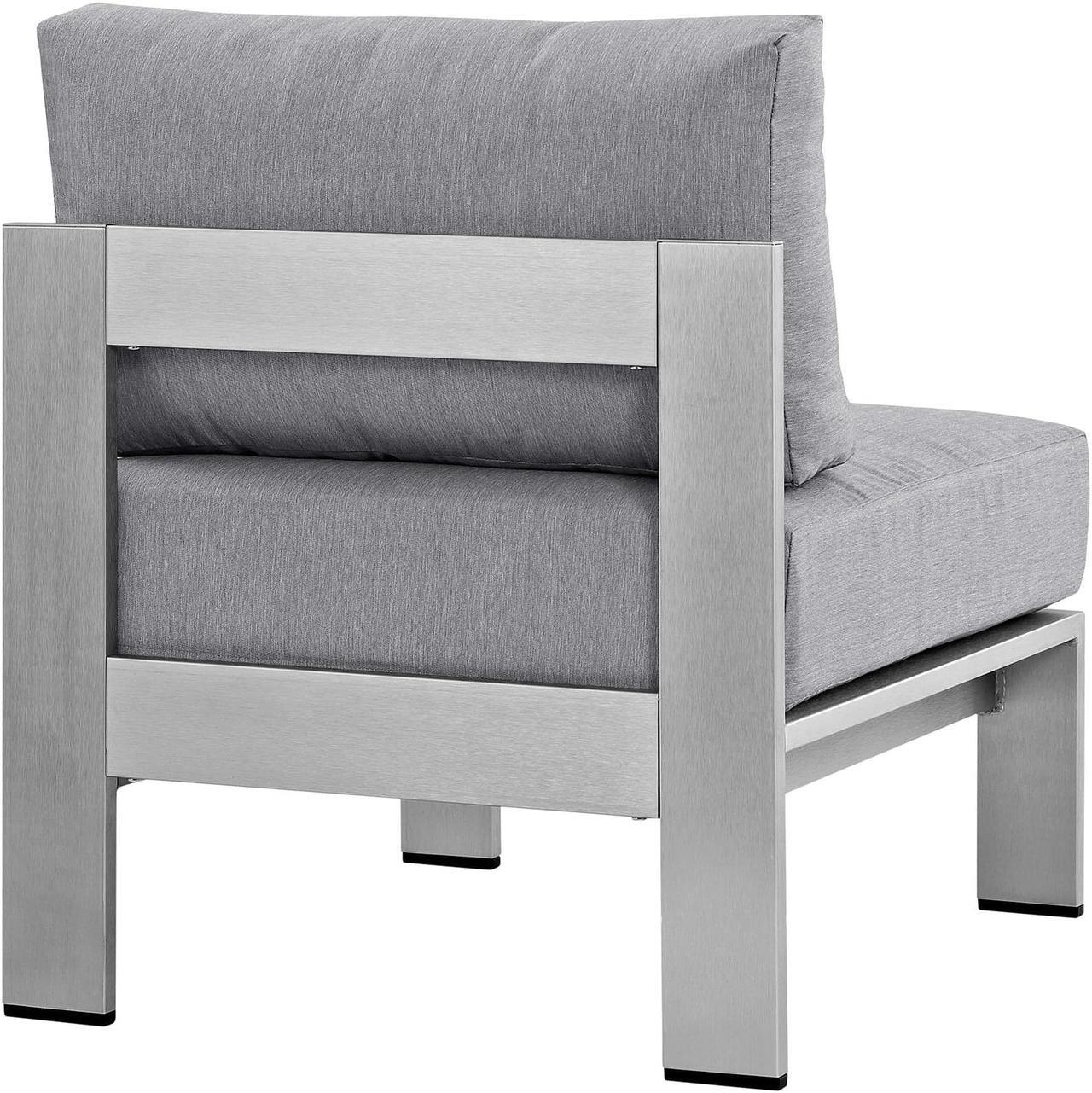 Alt view image 3 of 4 - Shore Armless Outdoor Patio Aluminum Chair - Silver Gray