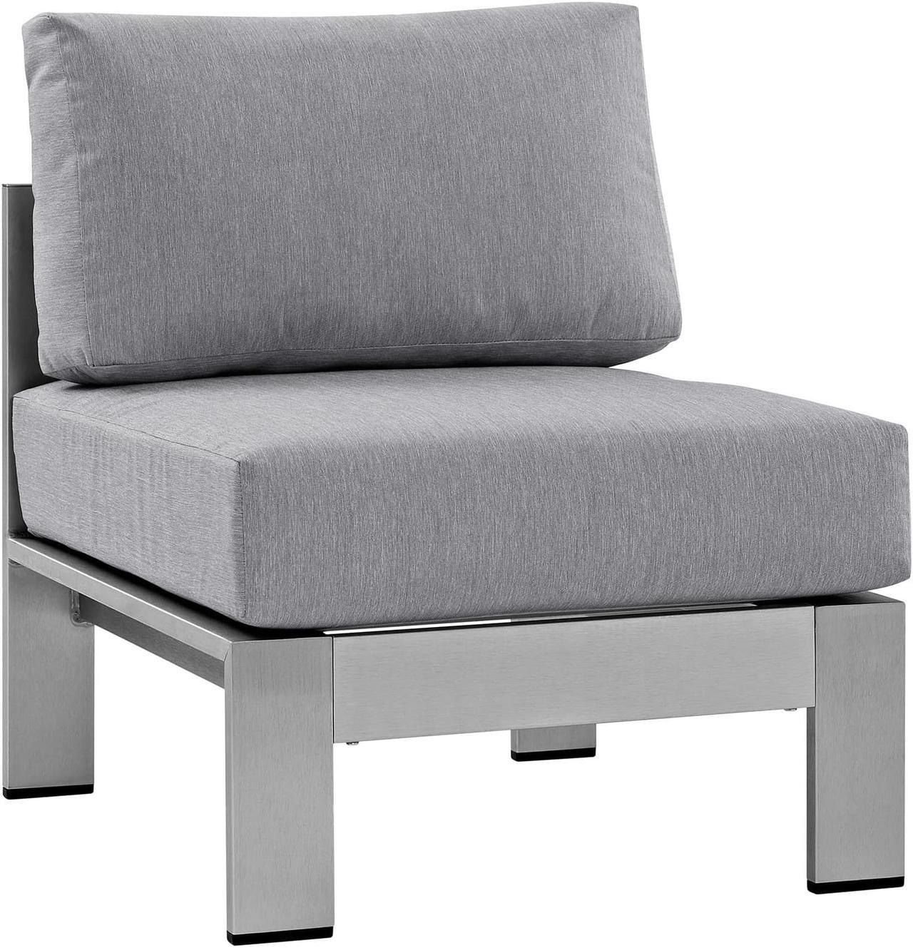 Main image of Shore Armless Outdoor Patio Aluminum Chair - Silver Gray