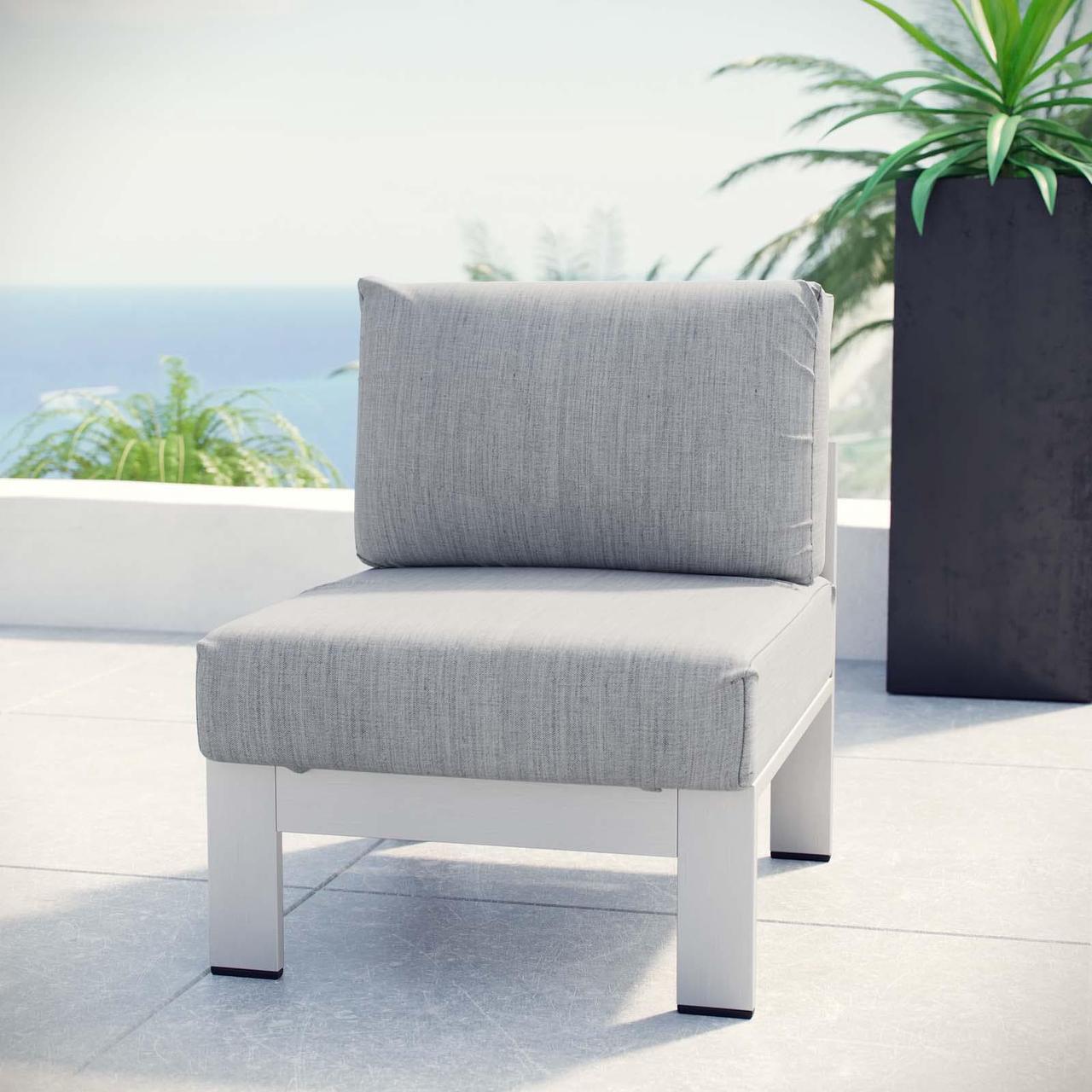 Alt view image 4 of 4 - Shore Armless Outdoor Patio Aluminum Chair - Silver Gray