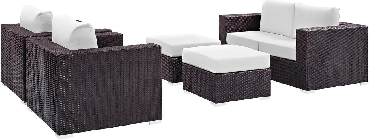 Alt view image 2 of 6 - Convene 5 Piece Outdoor Patio Sofa Set - Espresso White