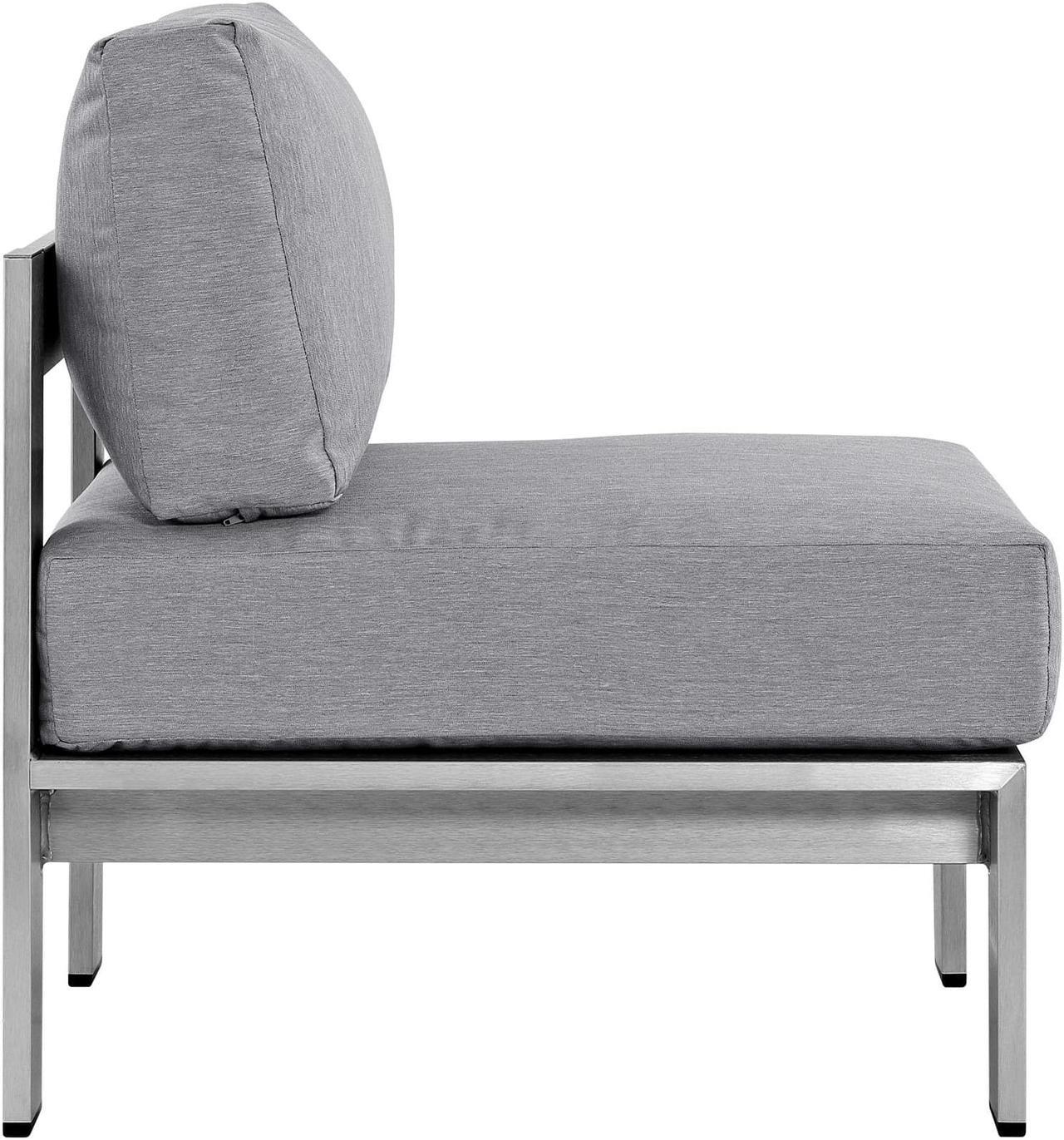 Alt view image 2 of 4 - Shore Armless Outdoor Patio Aluminum Chair - Silver Gray