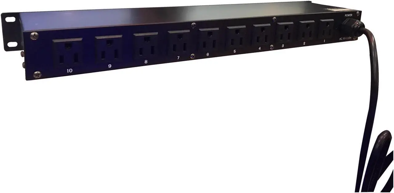 Alt view image 6 of 13 - 10 Plug Rack Mount Power Distribution Switch With 2 USB Charging Ports