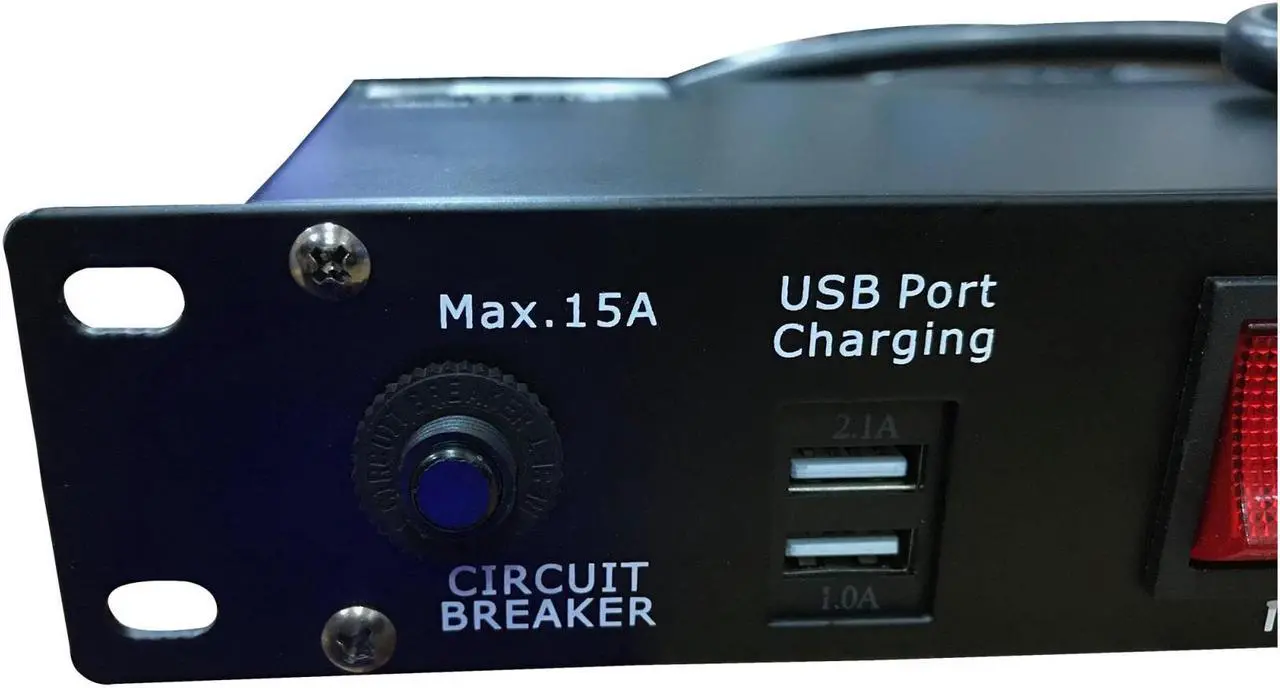 Alt view image 5 of 13 - 10 Plug Rack Mount Power Distribution Switch With 2 USB Charging Ports
