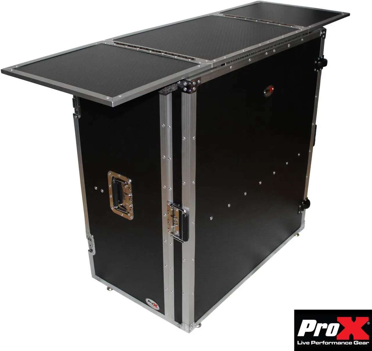 Alt view image 2 of 18 - prox transformer series fold away dj performance desk facade w/ wheels