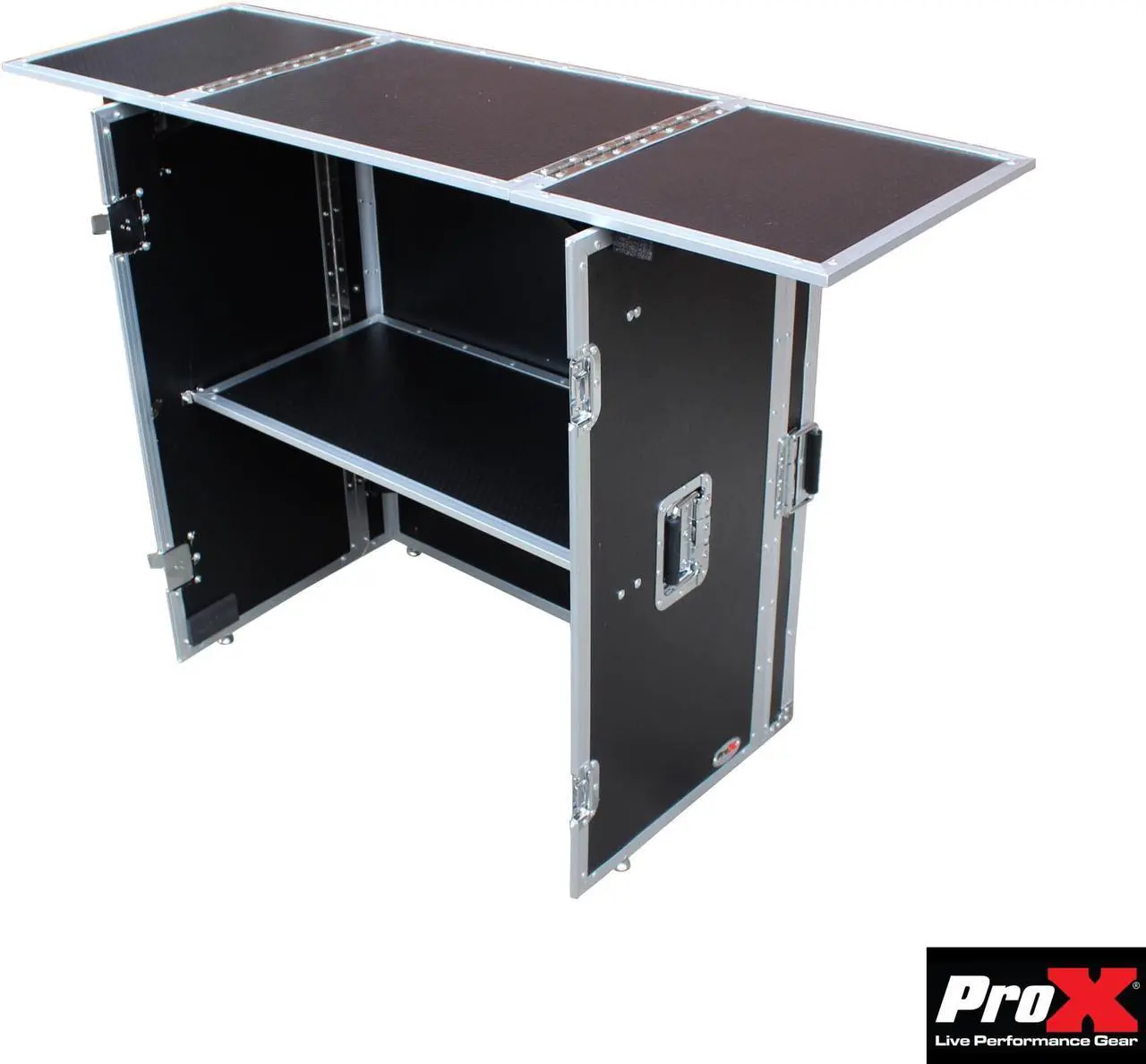 Alt view image 4 of 18 - prox transformer series fold away dj performance desk facade w/ wheels