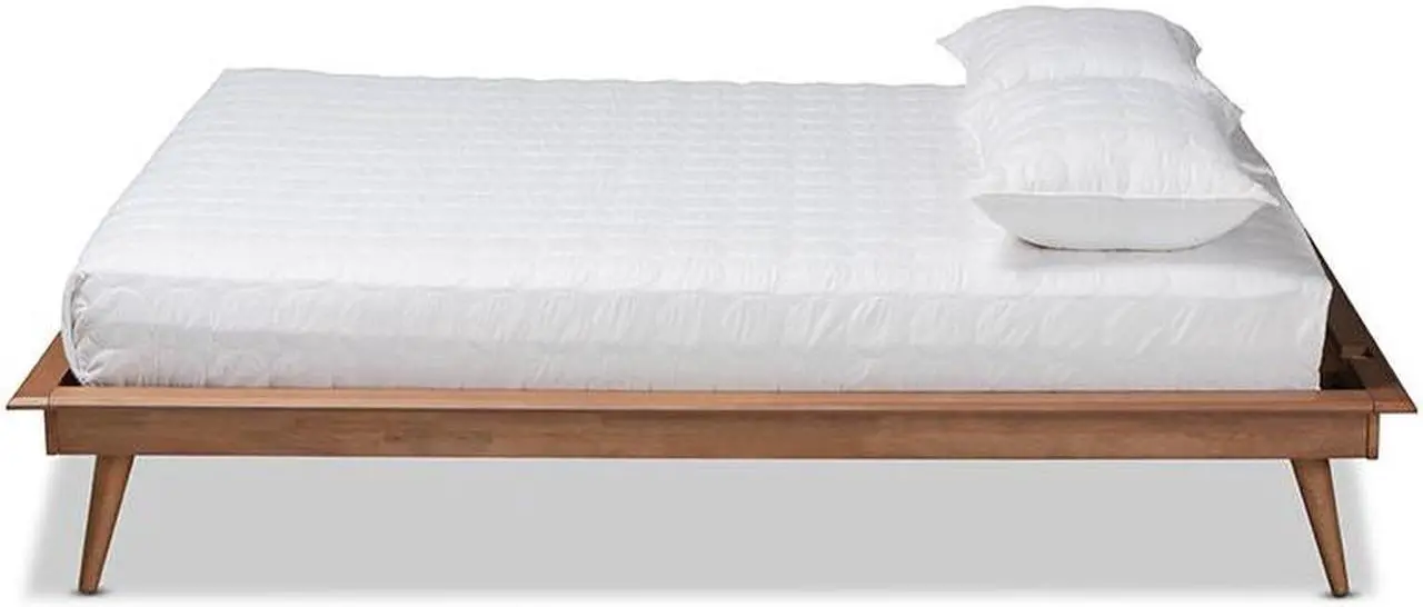 Alt view image 8 of 10 - Baxton Studio Karine Mid-Century Modern Walnut Brown Finished Wood Queen Size Platform Bed Frame, Low Profile Beds, Ash Finish, Queen, Home & Living