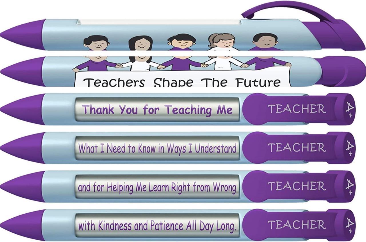 Alt view image 2 of 2 - Greeting Pen "Teachers Shape the Future" #1 Teacher Pens with Rotating Messages, 6 Pen Set (36402)