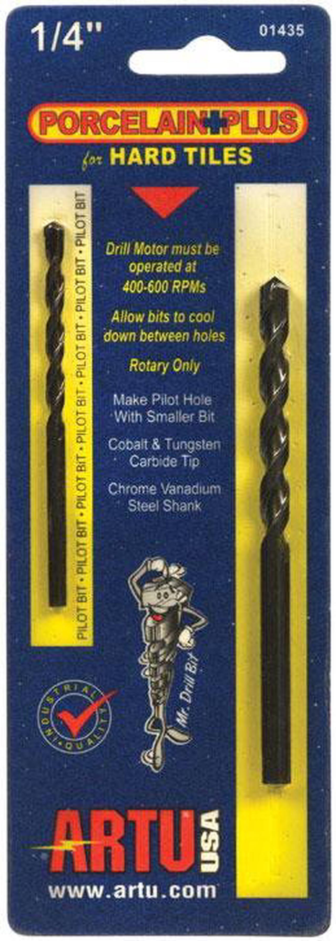 Alt view image 6 of 6 - ARTU 1/4 In. x 4-1/8 In. Cobalt and Tungsten Carbide Glass & Tile Drill Bit