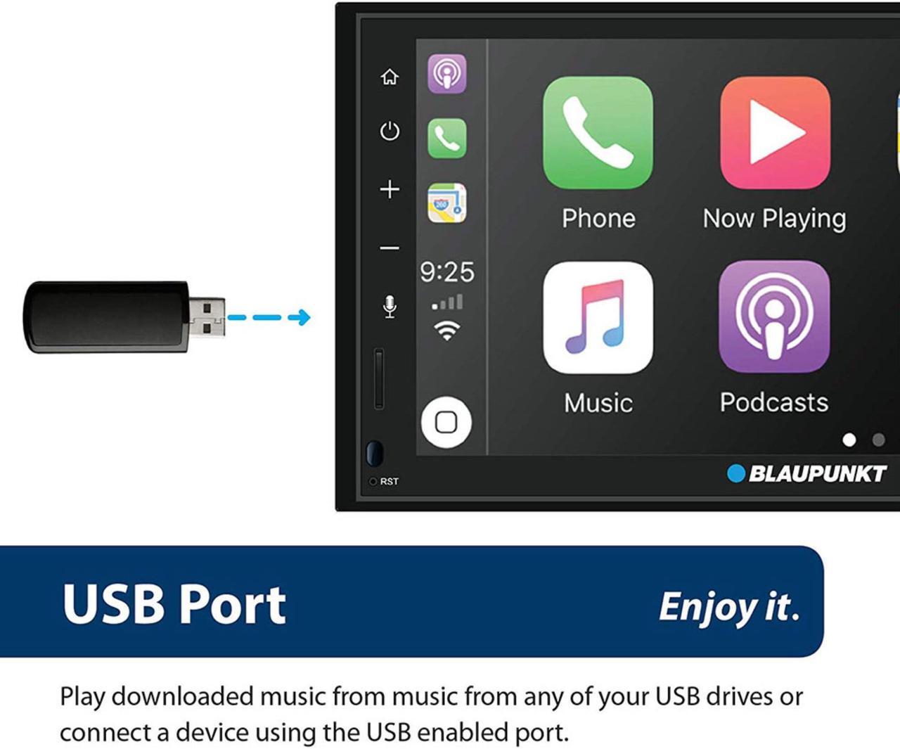 Alt view image 3 of 7 - Blaupunkt Denver 6.8" Double-Din Mechless Receiver Compatible with Android Auto and Apple Carplay
