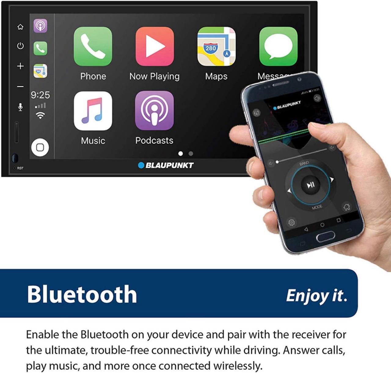 Alt view image 5 of 7 - Blaupunkt Denver 6.8" Double-Din Mechless Receiver Compatible with Android Auto and Apple Carplay