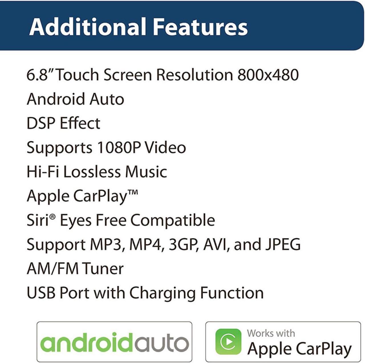 Alt view image 4 of 7 - Blaupunkt Denver 6.8" Double-Din Mechless Receiver Compatible with Android Auto and Apple Carplay