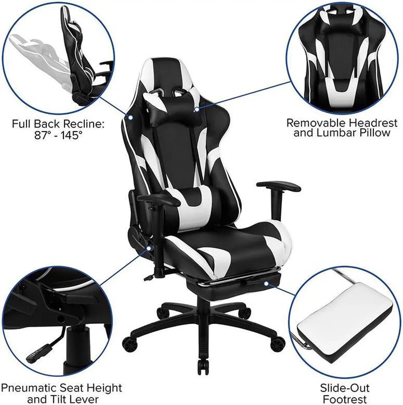 Alt view image 9 of 20 - Black Gaming Desk and Black Footrest Reclining Gaming Chair Set with Cup Holder, Headphone Hook, and Monitor/Smartphone Stand