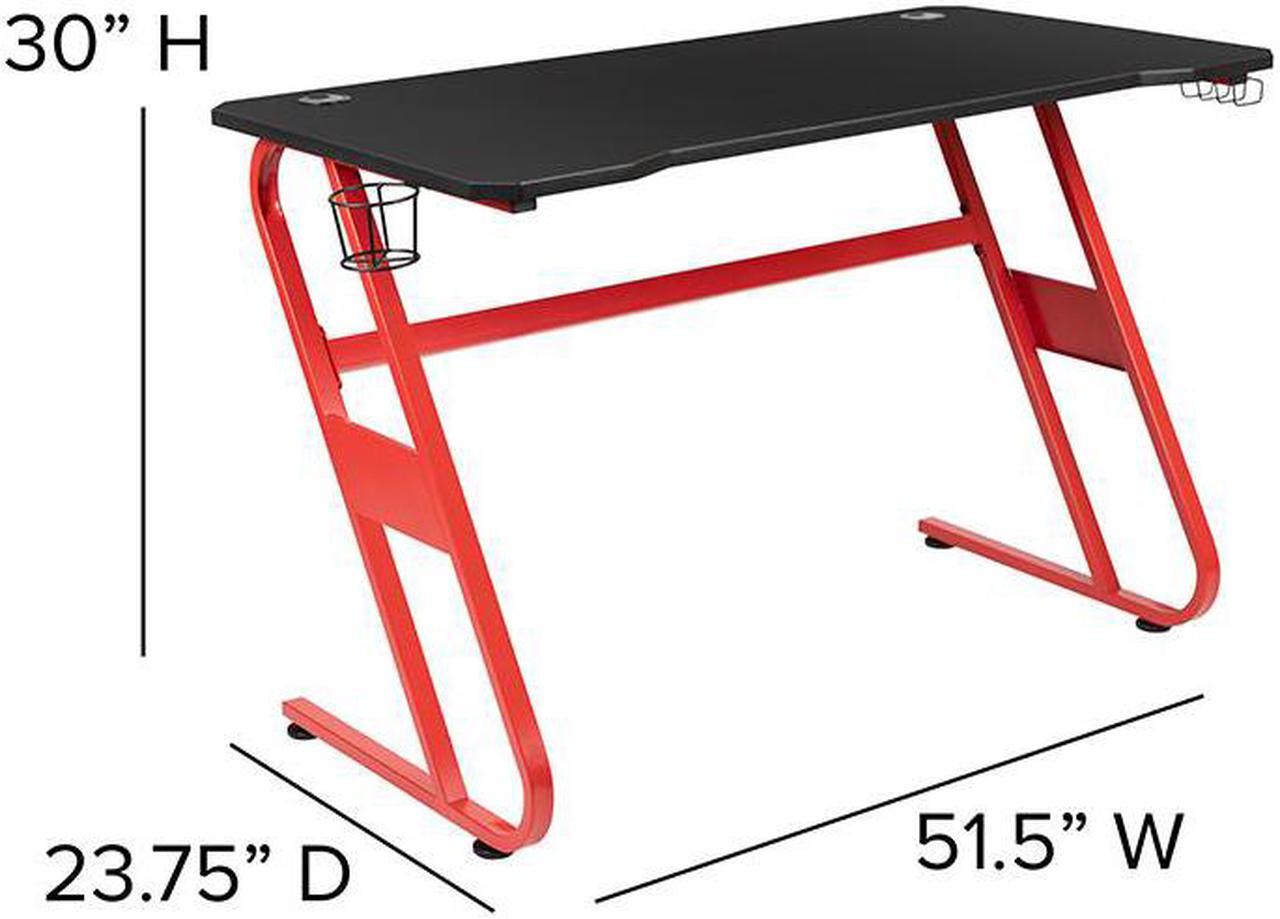 Alt view image 12 of 20 - Red Gaming Desk and Black Reclining Gaming Chair Set with Cup Holder and Headphone Hook