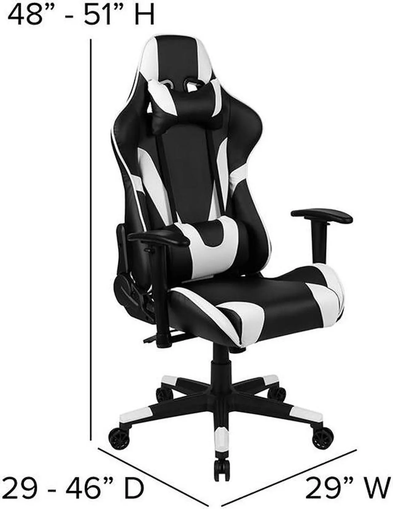 Alt view image 8 of 20 - X20 Gaming Chair Racing Office Ergonomic Computer PC Adjustable Swivel Chair with Fully Reclining Back in Black LeatherSoft