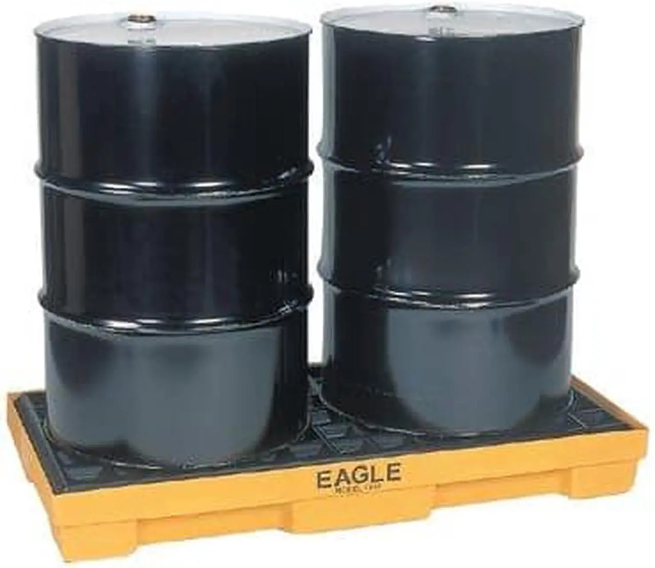 Alt view image 2 of 9 - Eagle Mfg / Justrite - 1632 - Eagle Yellow High Density Polyethylene 5000 lb 30 gal Spill Deck - Supports 2 Drums - 26