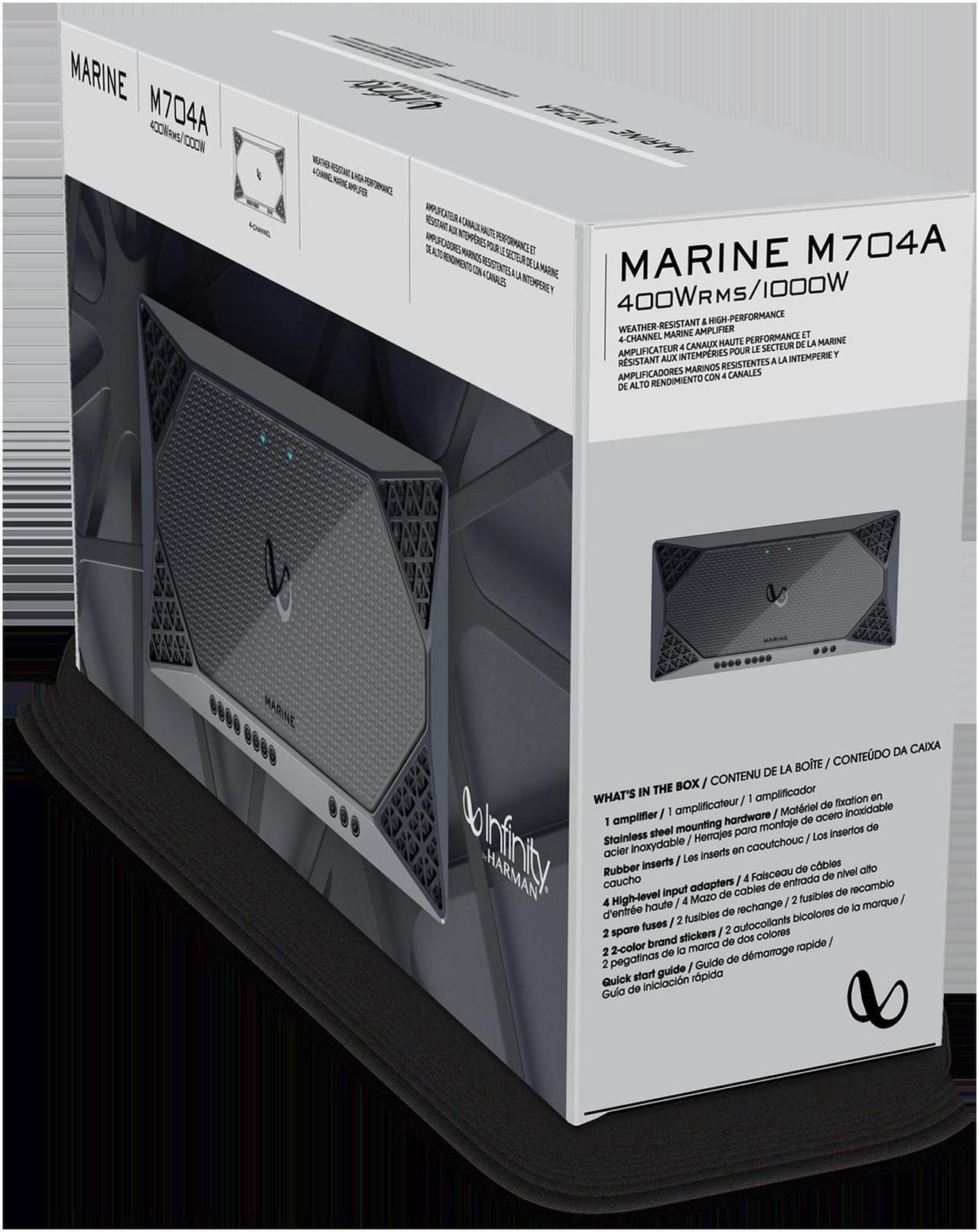 Alt view image 18 of 20 - Infinity M704A 4 Channel Marine Amplifier Silver 1000W