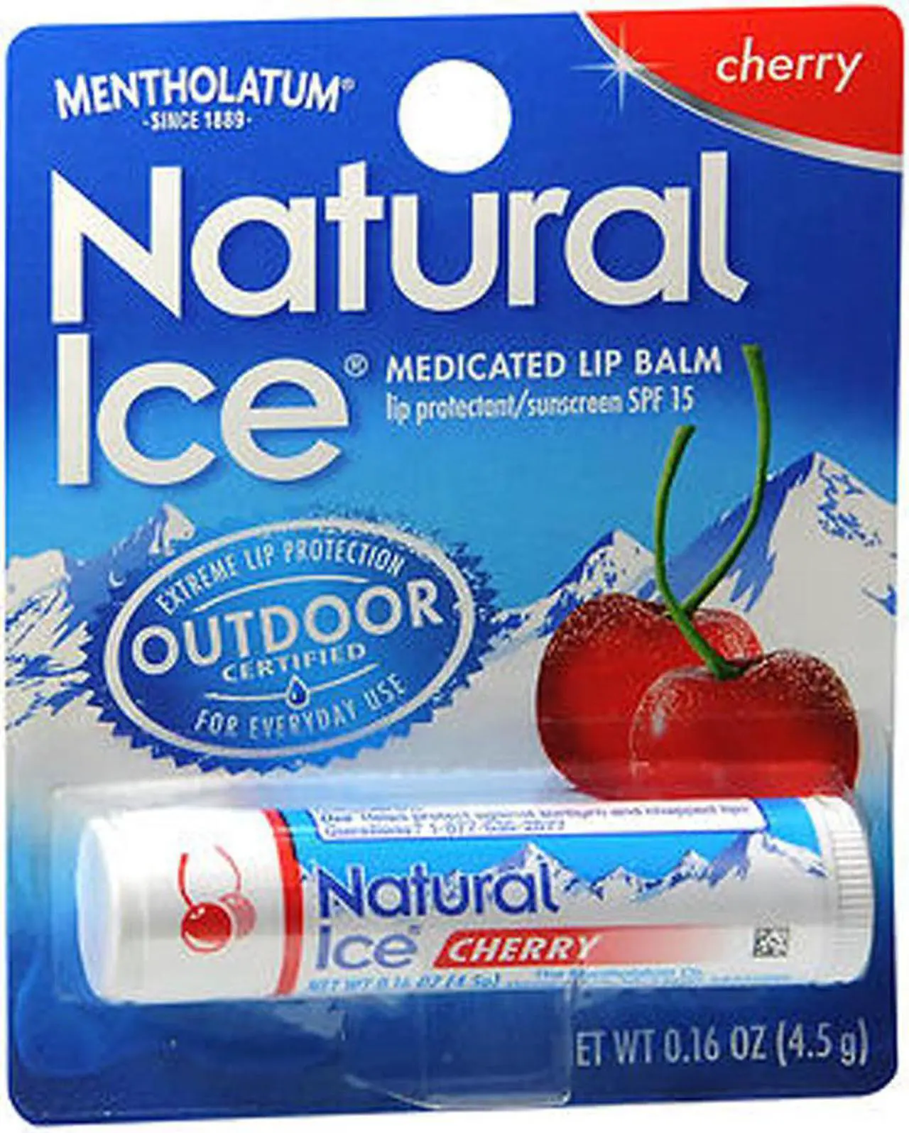 Main image of Mentholatum Natural Ice Medicated Lip Balm Cherry Flavor SPF 15 - 12 Ct