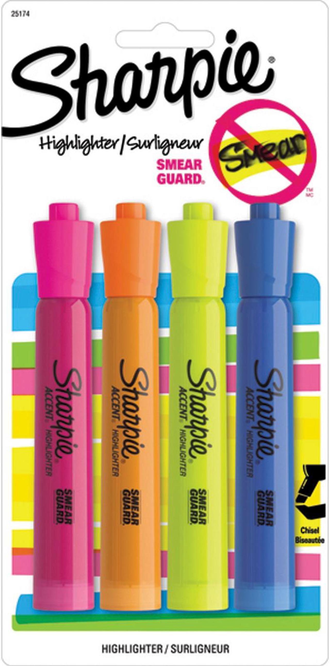 Alt view image 12 of 14 - Sharpie Major Accent Highlighter Chisel Point 4/PK YW/OE/BE/PK 25174PP