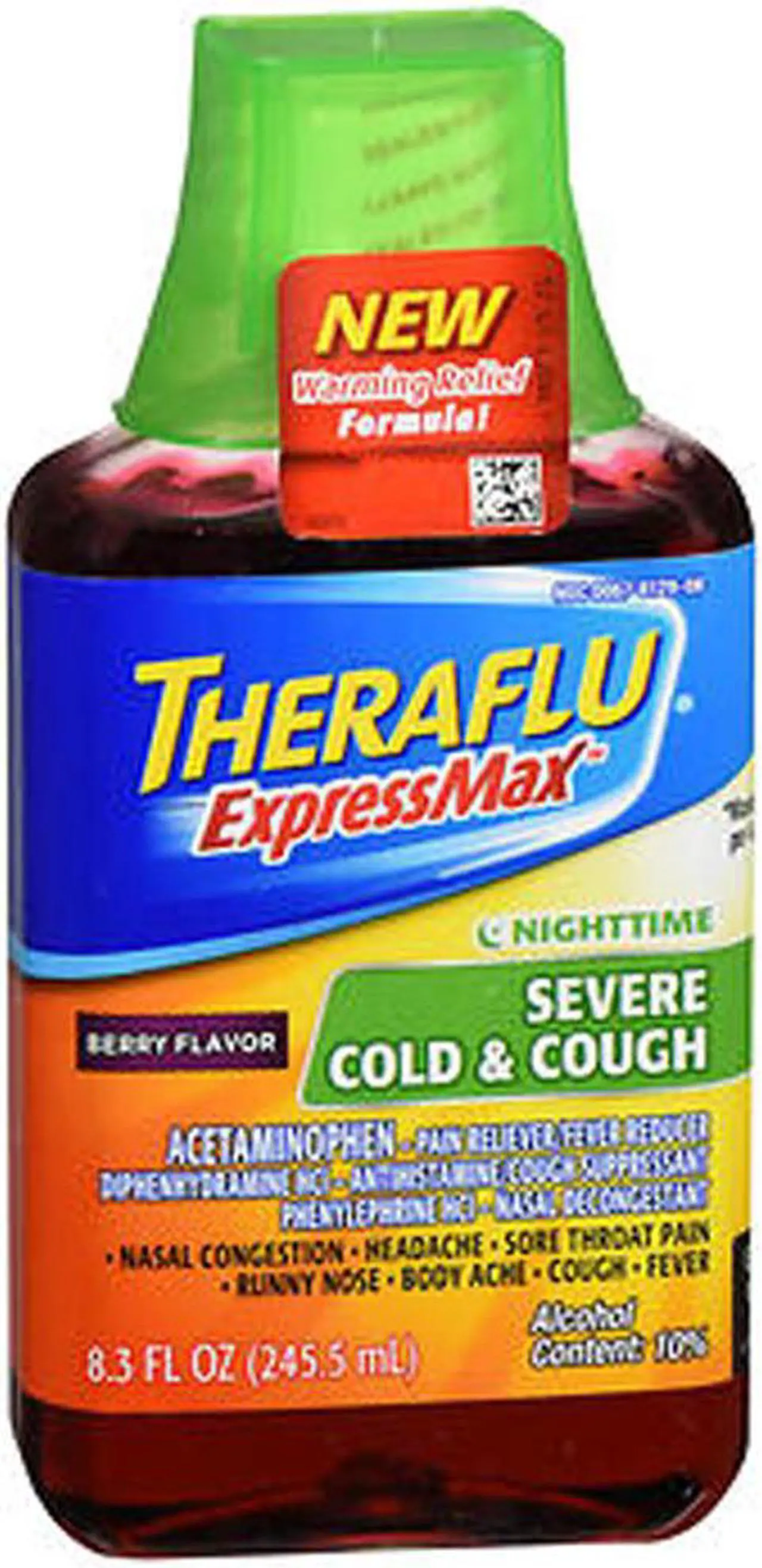 Main image of Theraflu Nighttime ExpressMax Severe Cold & Cough, Berry - 8.3 oz