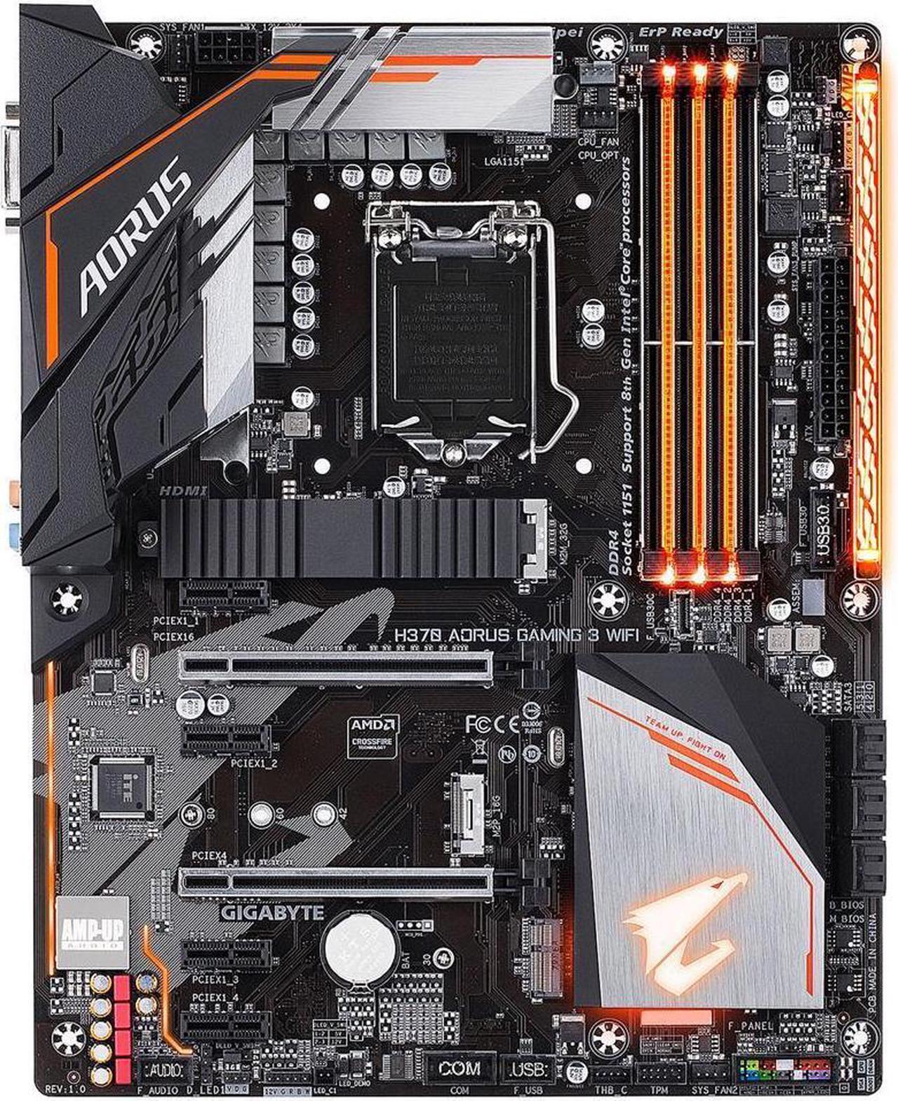 Main image of GIGABYTE H370 AORUS Gaming 3 WIFI LGA 1151 (300 Series) Intel H370 HDMI SATA 6Gb/s USB 3.1 ATX Intel Motherboard