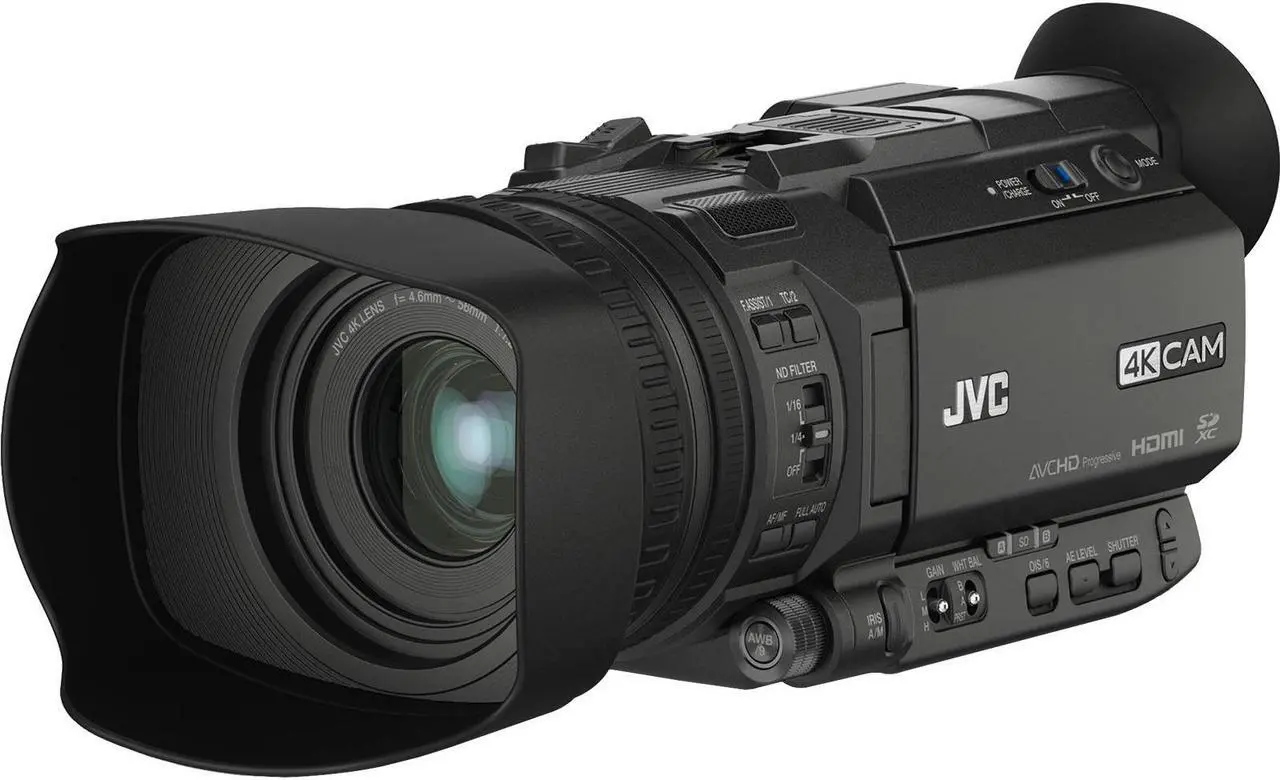 Alt view image 2 of 13 - JVC GY-HM180U Ultra 4K HD 4KCAM Professional Camcorder & Top Handle Audio Unit