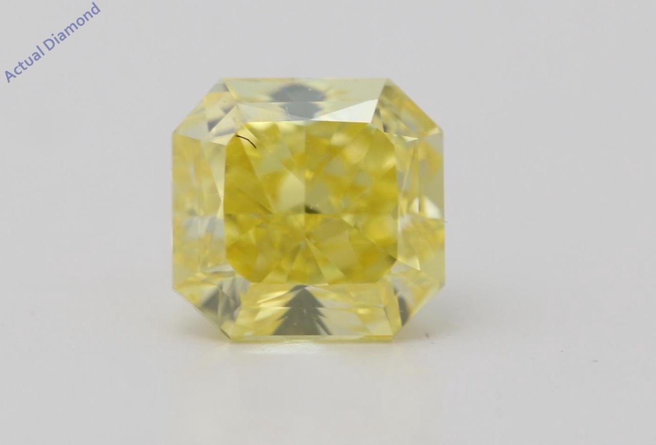 Radiant Cut Loose Diamond (0.94 Ct,Natural Fancy Vivid Yellow Color,VS2 Clarity) GIA Certified