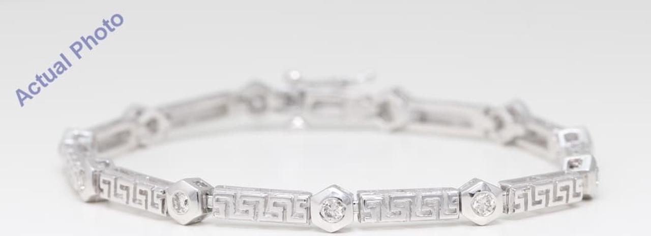 14K White Gold Round Cut Vintage Style Bezel Setting Diamond Bracelet (1 Ct, H-I , SI2 )