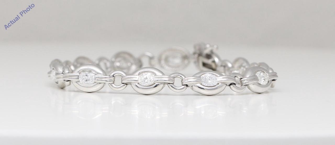 Platinum Oval Cut Diamond Link Bracelet In Platinum (3.02 Ct G-H ,SI1)