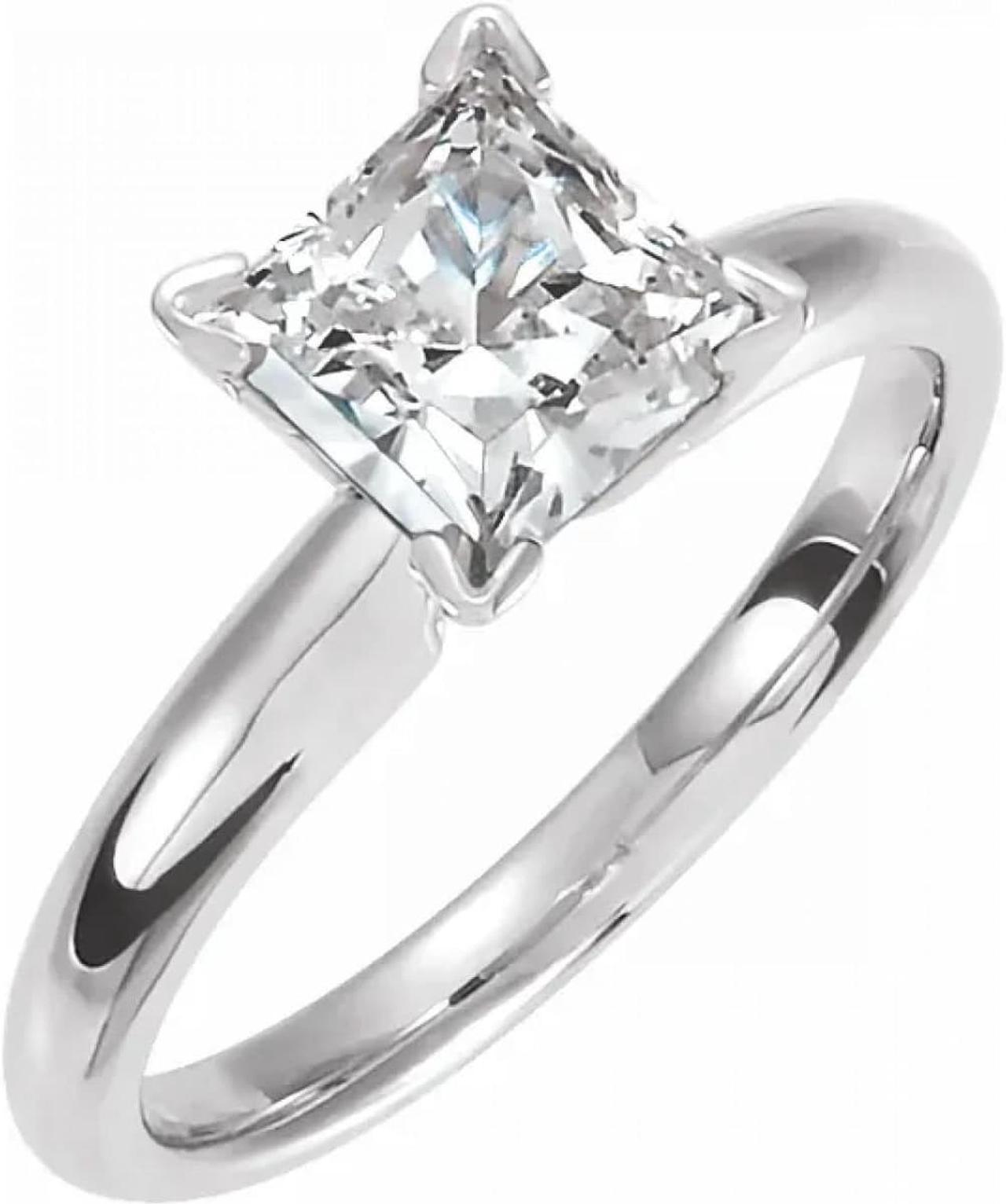 Princess Natural Mined Diamond Solitaire Engagement Ring,14k White Gold (0.81 Ct,D Color,SI2 Clarity) IGL