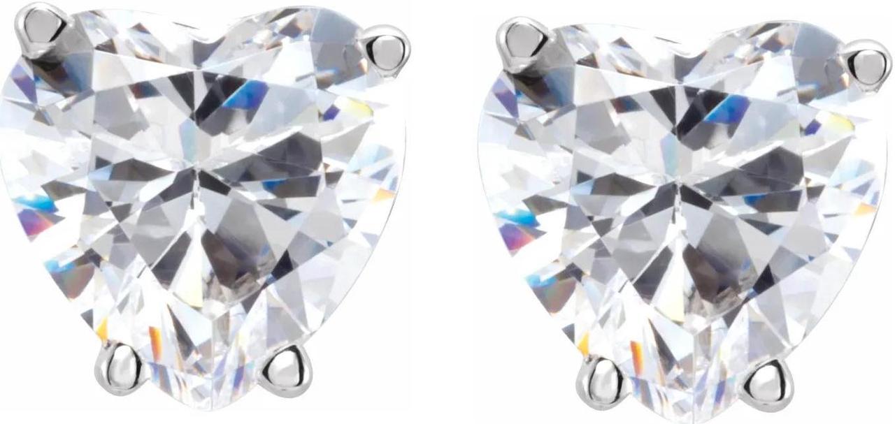 Heart Natural Mined Diamond Stud Earrings 14k White Gold (1.06 Ct,H Color,VS2-SI1 Clarity)