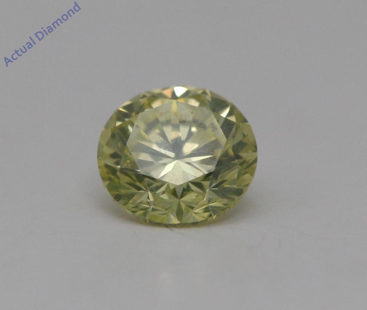 Round Cut Loose Diamond (0.4 Ct,Yellow(Irradiated) Color,VS1 Clarity)