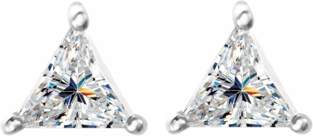 Triangle Natural Mined Diamond Stud Earrings 14k White Gold (1.14 Ct,I Color,I1 Clarity)