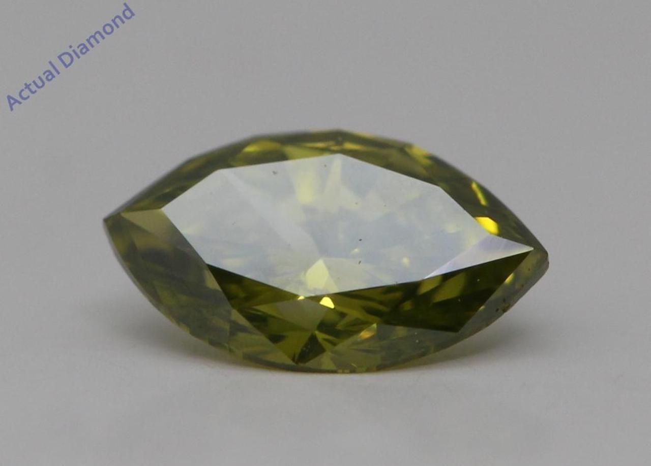 Marquise Cut Loose Diamond (0.73 Ct,Green(Irradiated) Color,SI1 Clarity)