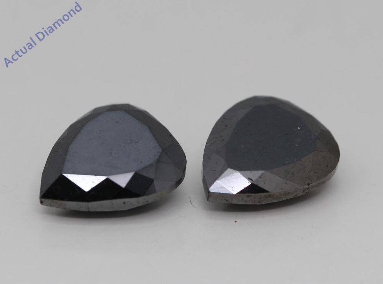 A Pair of Pear Cut Loose Diamonds (7.28 Ct,Black(Irradiated) Color,Clarity)