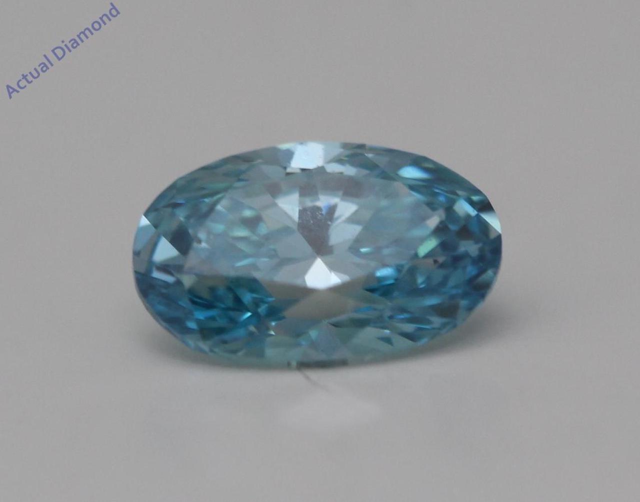 Oval Cut Loose Diamond (0.51 Ct,Blue(Irradiated) Color,SI1 Clarity)