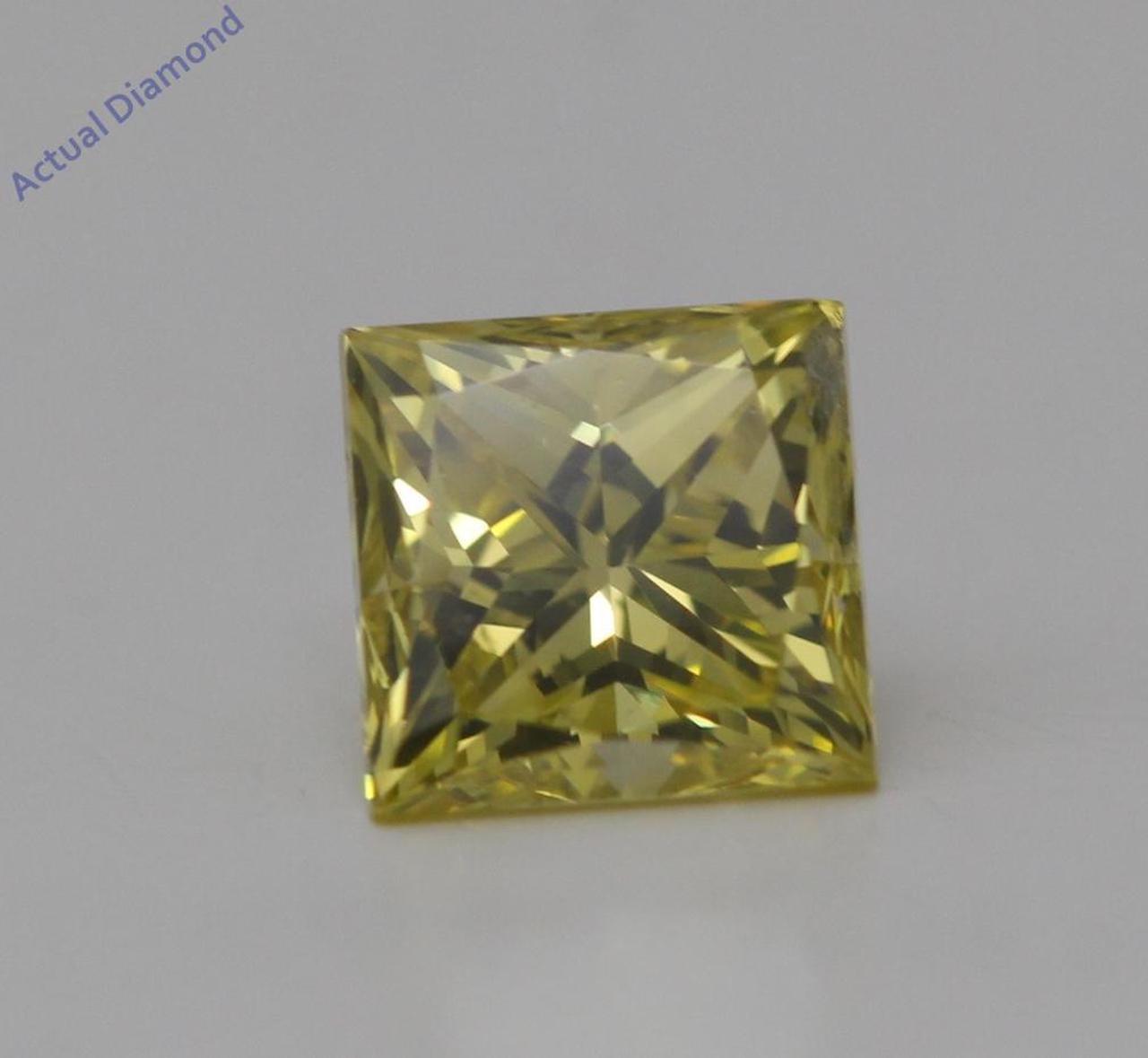 Princess Cut Loose Diamond (0.5 Ct,Yellow(Irradiated) Color,VS2 Clarity)