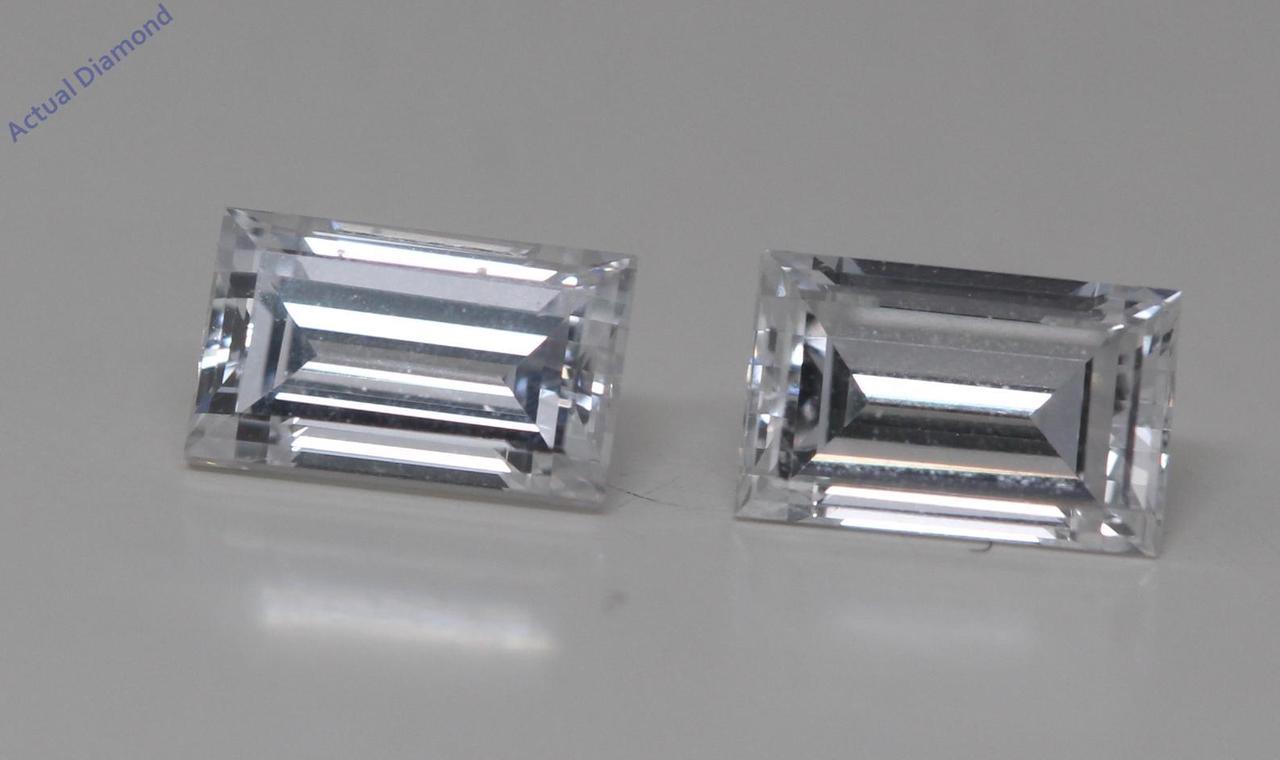 A Pair of Baguette Cut Natural Mined Loose Diamonds (0.87 Ct,D Color,VVS2 Clarity) GIA Certified