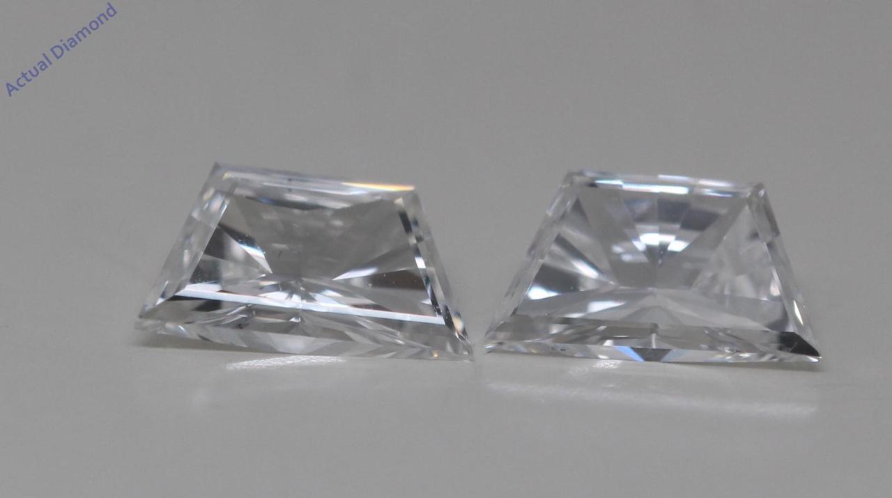 A Pair of Trapezoid Cut Natural Mined Loose Diamonds (0.57 Ct,E Color,VS2 Clarity) GIA Certified