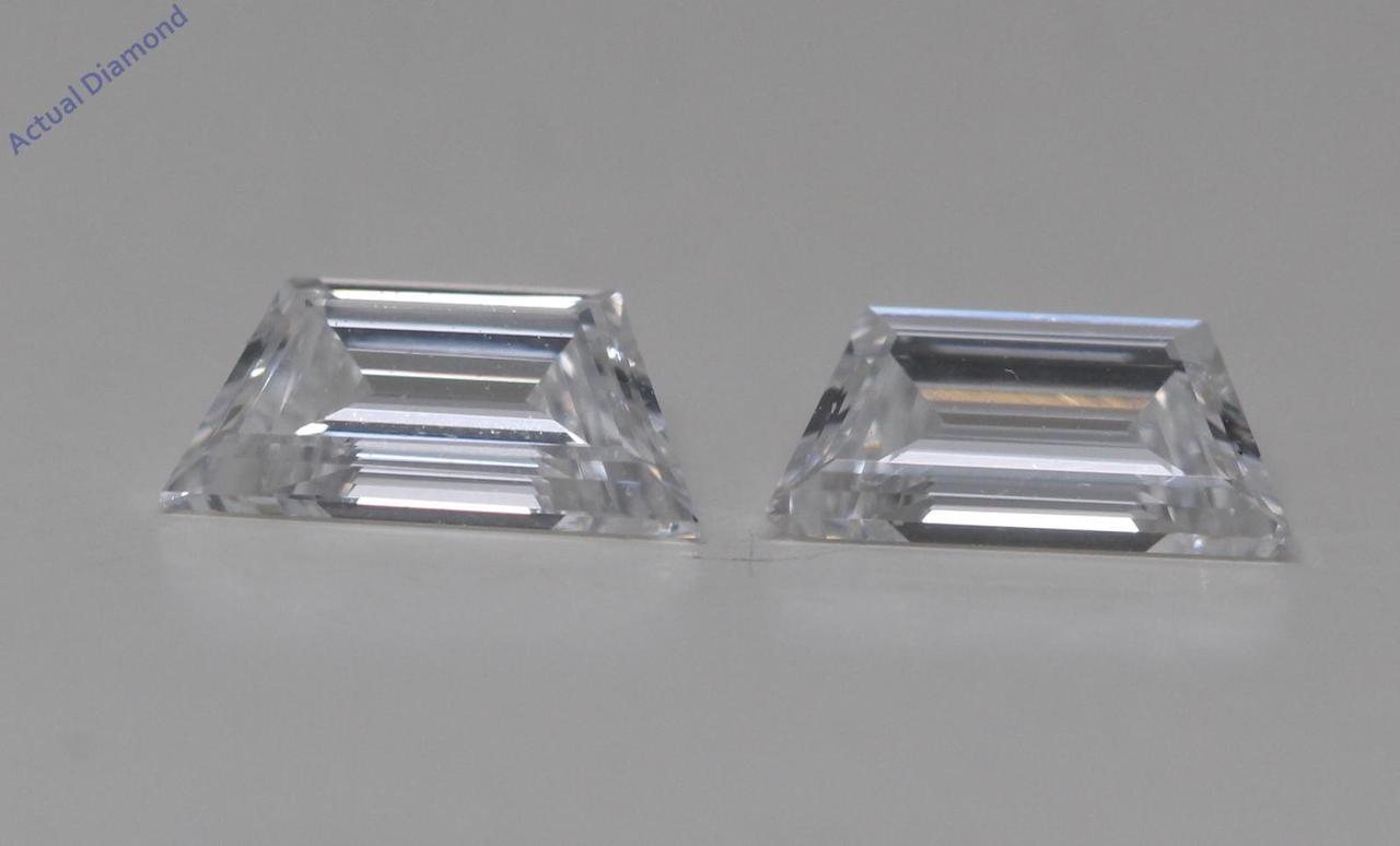 A Pair of Trapezoid Step Cut Natural Mined Loose Diamonds (0.52 Ct,D Color,VVS1 Clarity) GIA Certified