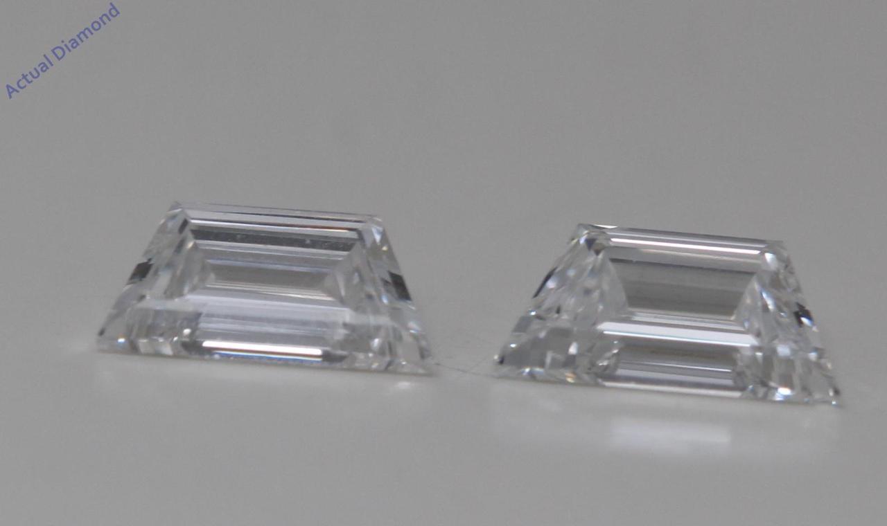 A Pair of Trapezoid Step Cut Natural Mined Loose Diamonds (0.6 Ct,F Color,VS1 Clarity) GIA Certified