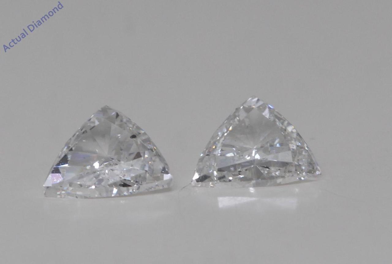 A Pair of Trilliant Cut Natural Mined Loose Diamonds (0.87 Ct,G Color,SI1 Clarity)