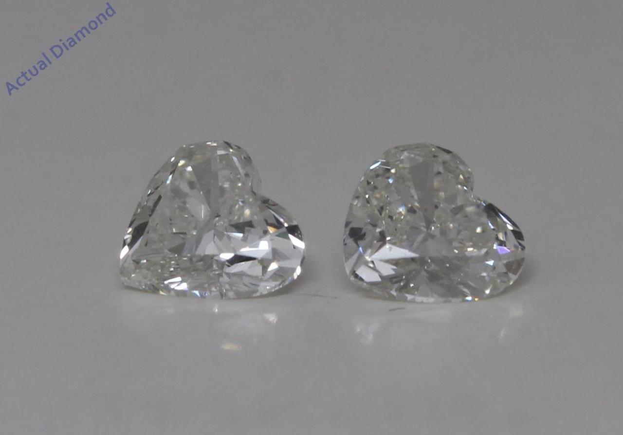 A Pair of Heart Cut Natural Mined Loose Diamonds (0.66 Ct,I Color,SI2-I1 Clarity)