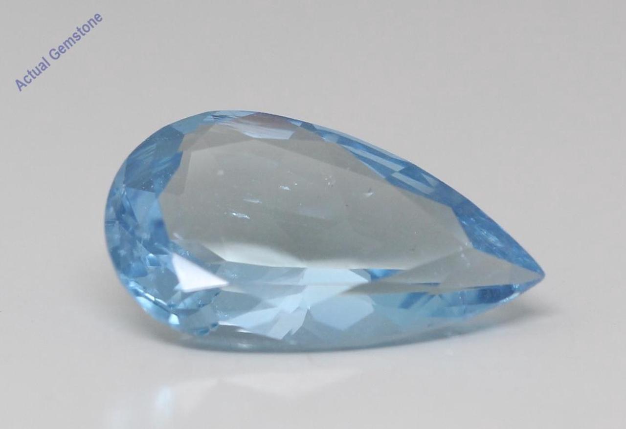 Pear Cut Natural Mined Loose Aquamarine (6.22 Ct,Light Blue(Heat-Treated) Color,SI1 Clarity)