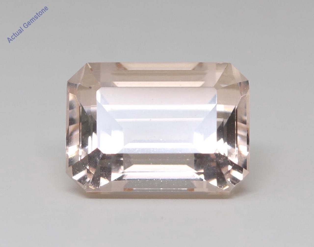 Emerald Cut Natural Mined Loose Morganite (13.92 Ct,Peach(Irradiated) Color,SI1 Clarity)