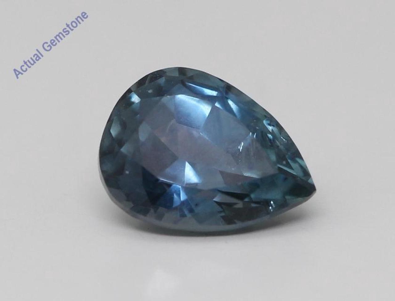 Pear Cut Natural Mined Loose Sapphire Montana USA (1.58 Ct,Teal(Heat-Treated) Color,SI2 Clarity)