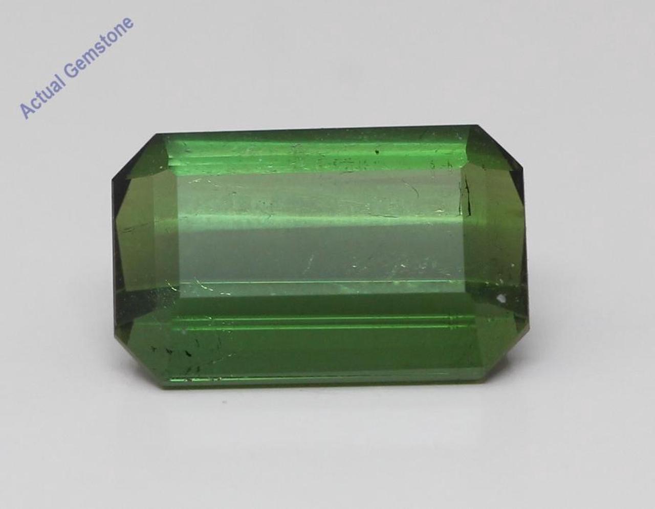 Emerald Cut Natural Mined Loose Tourmaline (4.52 Ct,Green(Heat-Treated) Color,SI1-SI2 Clarity)