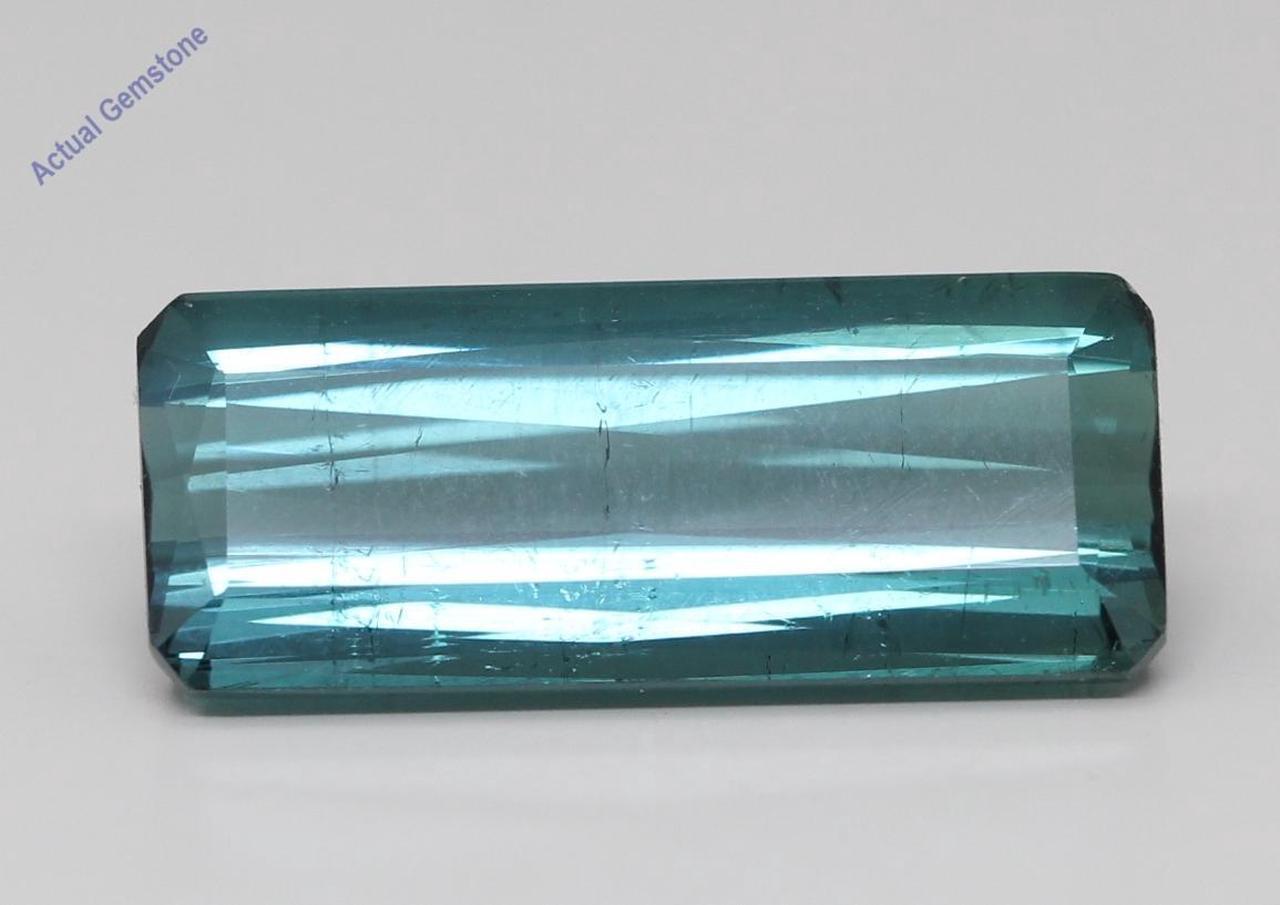 Baguette Cut Natural Mined Loose Tourmaline (7.46 Ct,Green-blue(Heat-Treated) Color,SI2 Clarity)